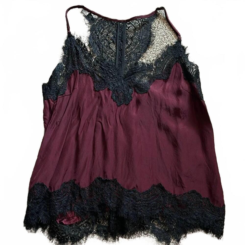 NEW GOLD HAWK women's lucy crop cami in burgundy/black